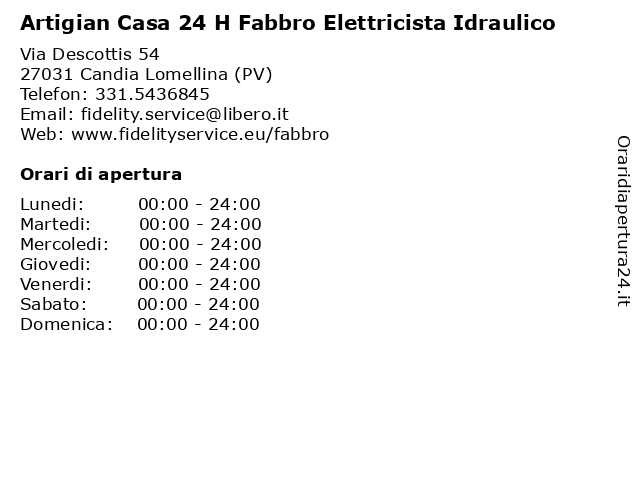 Artigian Casa 24 H Fabbro Elettricista Idraulico a Candia Lomellina (PV): indirizzo e orari di apertura