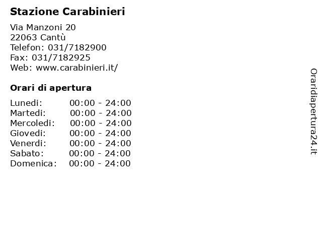 Stazione Carabinieri a Cantù: indirizzo e orari di apertura