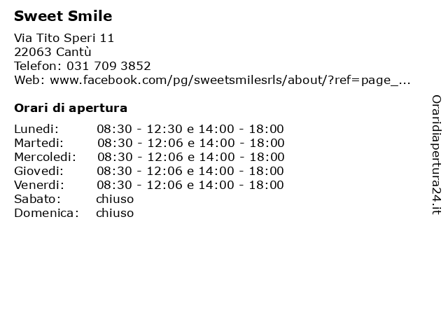 Sweet Smile a Cantù: indirizzo e orari di apertura