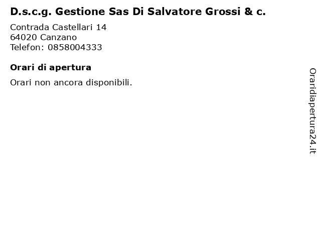D.s.c.g. Gestione Sas Di Salvatore Grossi & c. a Canzano: indirizzo e orari di apertura