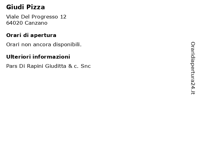 Giudi Pizza a Canzano: indirizzo e orari di apertura