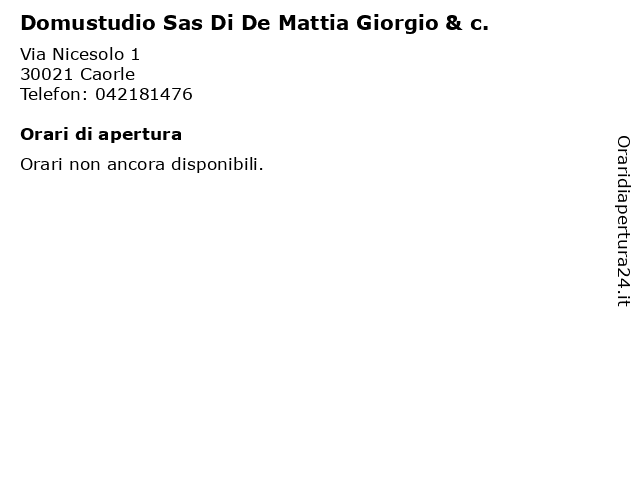 Domustudio Sas Di De Mattia Giorgio & c. a Caorle: indirizzo e orari di apertura