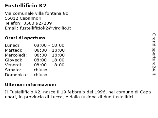 Fustellificio K2 a Capannori: indirizzo e orari di apertura