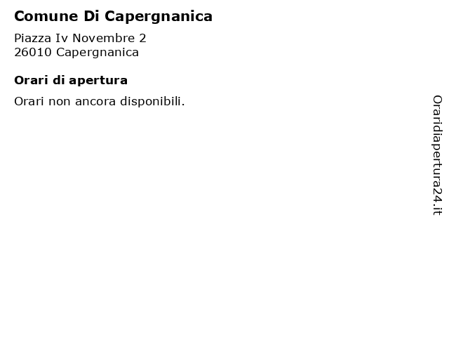 Comune Di Capergnanica a Capergnanica: indirizzo e orari di apertura
