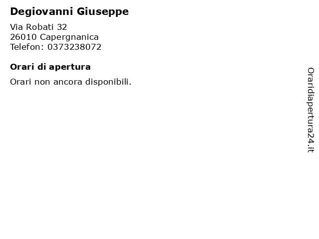 Degiovanni Giuseppe a Capergnanica: indirizzo e orari di apertura