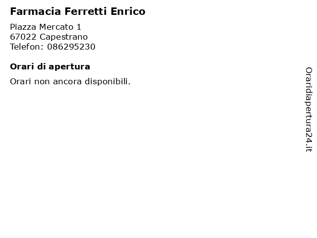 Farmacia Ferretti Enrico a Capestrano: indirizzo e orari di apertura