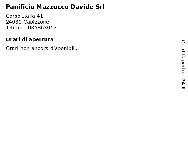 Panificio Mazzucco Davide Srl a Capizzone: indirizzo e orari di apertura
