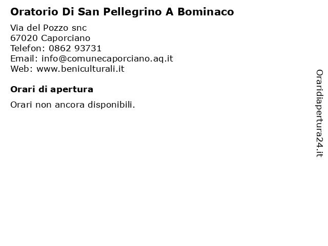 Oratorio Di San Pellegrino A Bominaco a Caporciano: indirizzo e orari di apertura