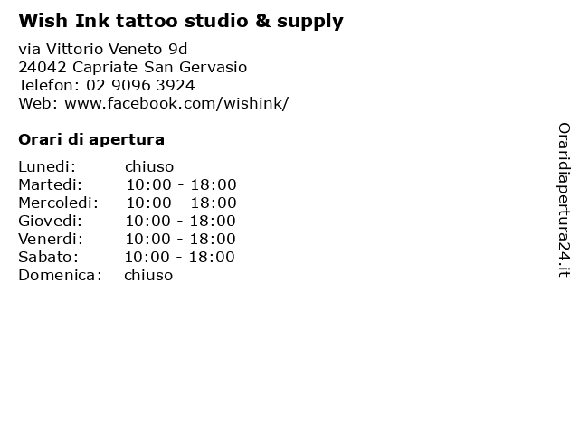 Wish Ink tattoo studio & supply a Capriate San Gervasio: indirizzo e orari di apertura