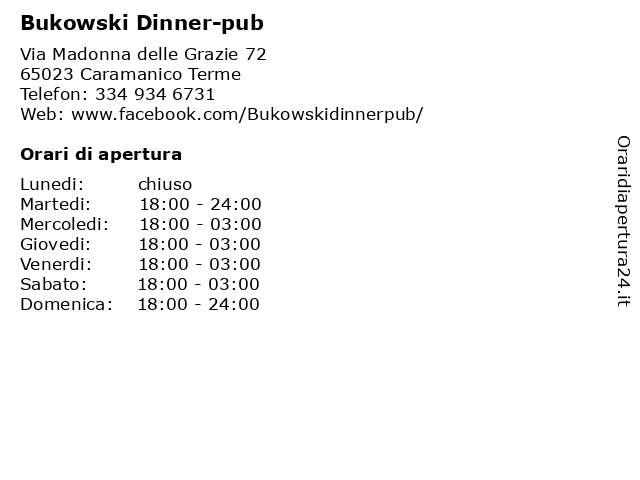 Bukowski Dinner-pub a Caramanico Terme: indirizzo e orari di apertura