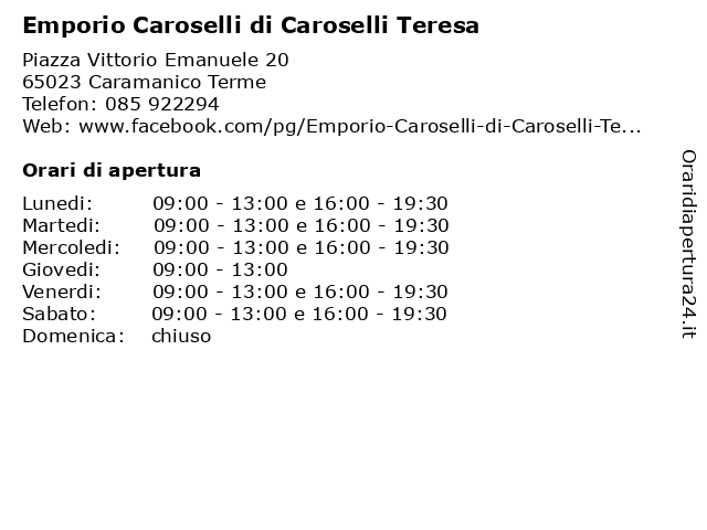 Emporio Caroselli di Caroselli Teresa a Caramanico Terme: indirizzo e orari di apertura