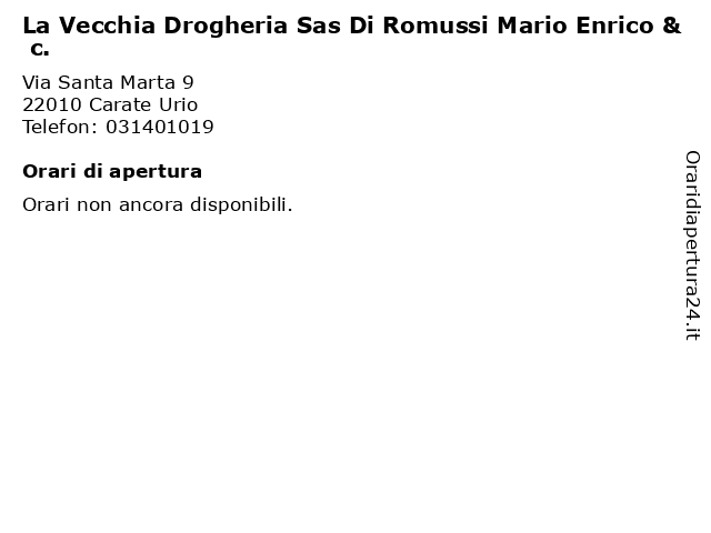 La Vecchia Drogheria Sas Di Romussi Mario Enrico & c. a Carate Urio: indirizzo e orari di apertura