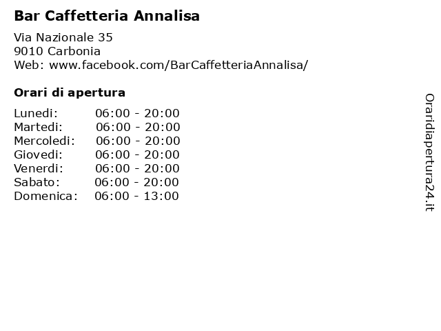 Bar Caffetteria Annalisa a Carbonia: indirizzo e orari di apertura