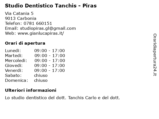 Studio Dentistico Tanchis - Piras a Carbonia: indirizzo e orari di apertura