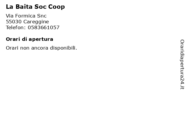 La Baita Soc Coop a Careggine: indirizzo e orari di apertura