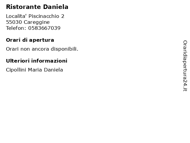 Ristorante Daniela a Careggine: indirizzo e orari di apertura