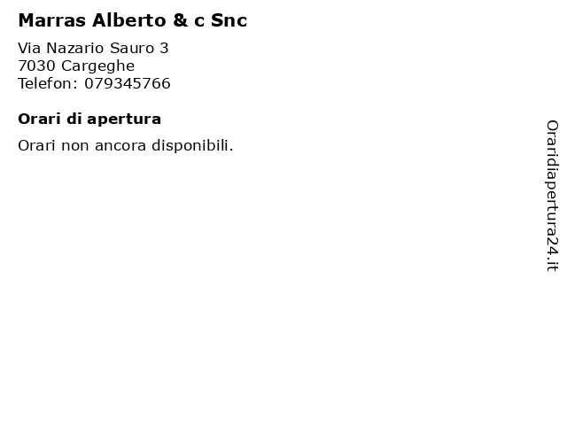 Marras Alberto & c Snc a Cargeghe: indirizzo e orari di apertura