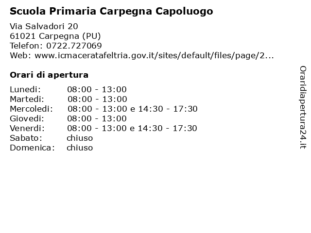 Scuola Primaria Carpegna Capoluogo a Carpegna (PU): indirizzo e orari di apertura