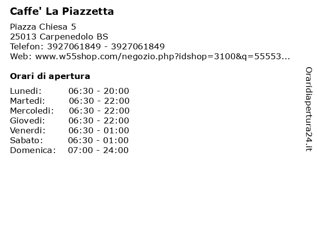 Caffe' La Piazzetta a Carpenedolo BS: indirizzo e orari di apertura