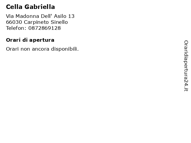 Cella Gabriella a Carpineto Sinello: indirizzo e orari di apertura