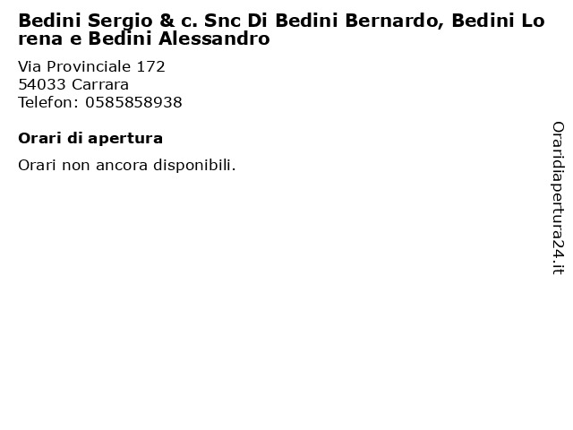 Bedini Sergio & c. Snc Di Bedini Bernardo, Bedini Lorena e Bedini Alessandro a Carrara: indirizzo e orari di apertura