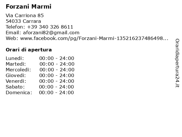 Forzani Marmi a Carrara: indirizzo e orari di apertura