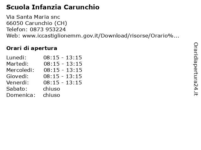 Scuola Infanzia Carunchio a Carunchio (CH): indirizzo e orari di apertura