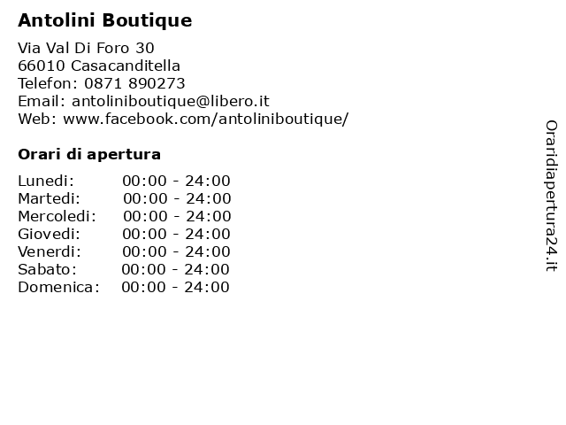Antolini Boutique a Casacanditella: indirizzo e orari di apertura
