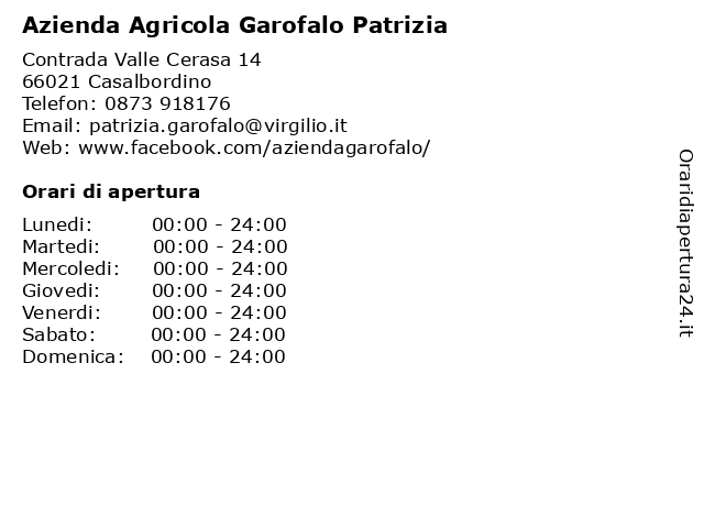Azienda Agricola Garofalo Patrizia a Casalbordino: indirizzo e orari di apertura