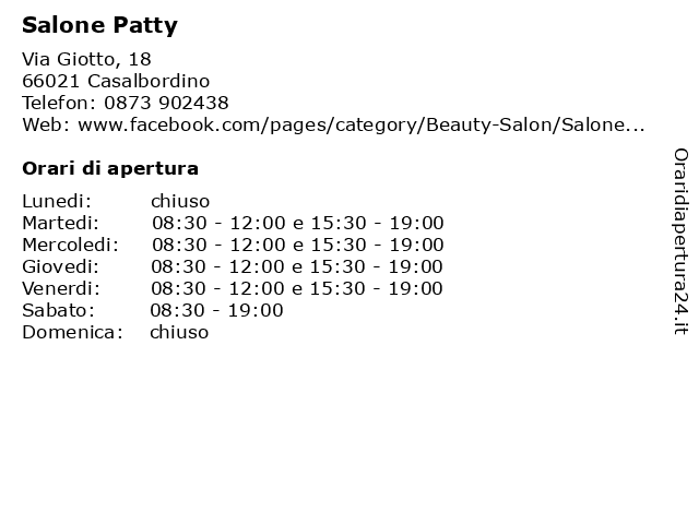 Salone Patty a Casalbordino: indirizzo e orari di apertura