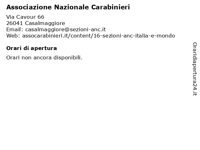 Associazione Nazionale Carabinieri a Casalmaggiore: indirizzo e orari di apertura