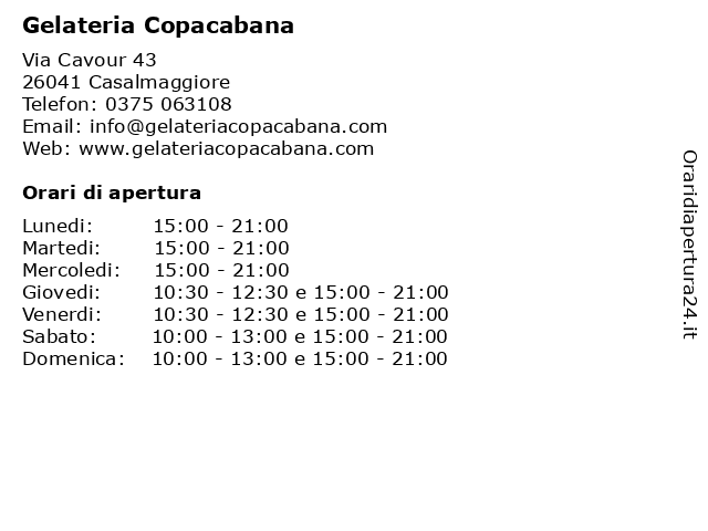 Gelateria Copacabana a Casalmaggiore: indirizzo e orari di apertura