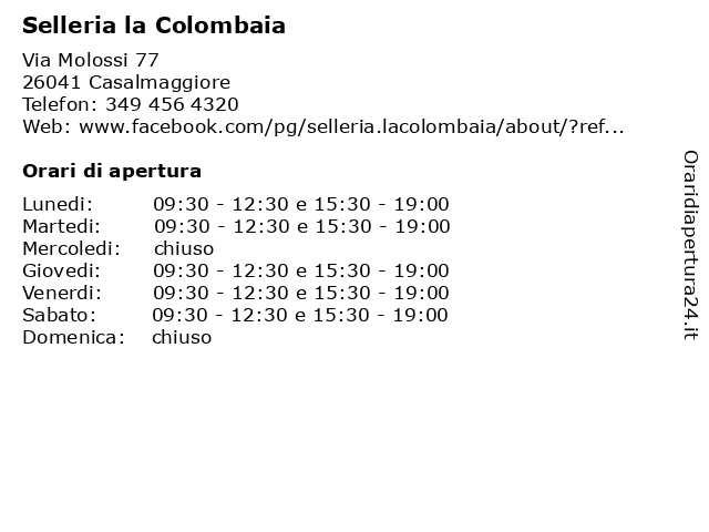 Selleria la Colombaia a Casalmaggiore: indirizzo e orari di apertura