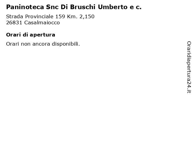Paninoteca Snc Di Bruschi Umberto e c. a Casalmaiocco: indirizzo e orari di apertura