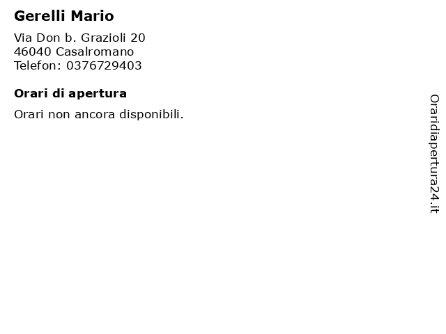 Gerelli Mario a Casalromano: indirizzo e orari di apertura
