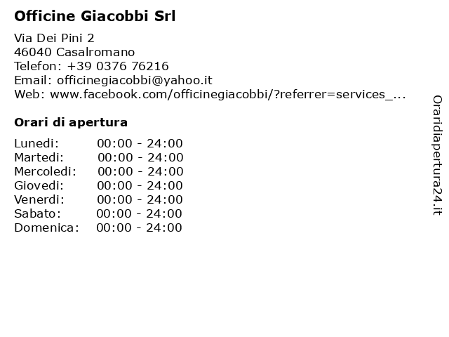 Officine Giacobbi Srl a Casalromano: indirizzo e orari di apertura
