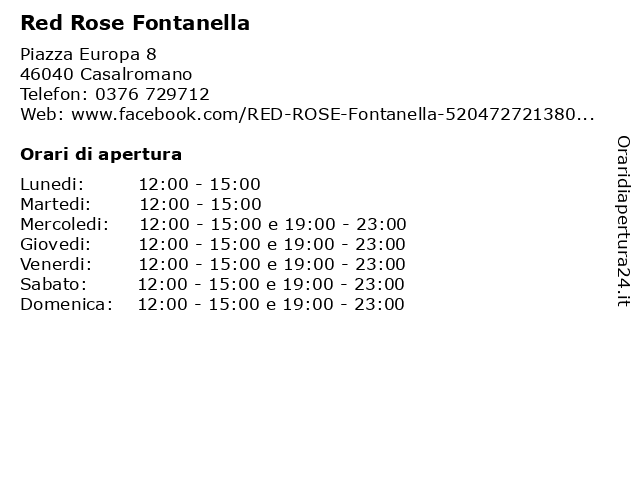 Red Rose Fontanella a Casalromano: indirizzo e orari di apertura