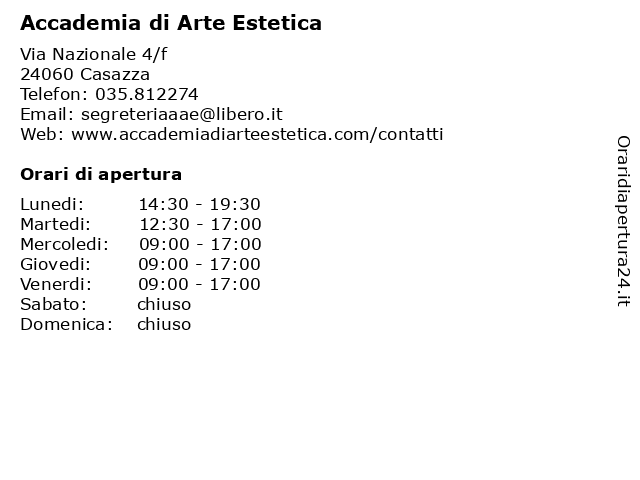 Accademia di Arte Estetica a Casazza: indirizzo e orari di apertura