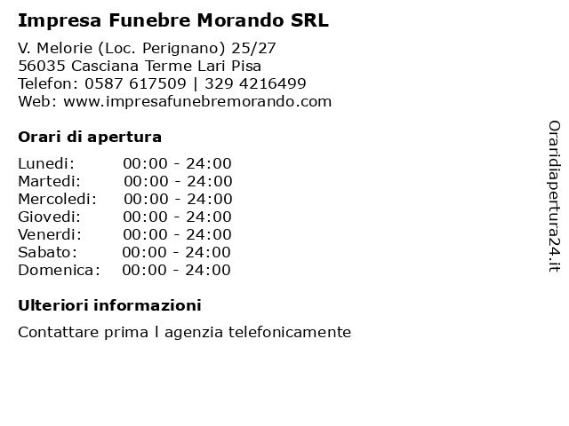 Impresa Funebre Morando SRL a Casciana Terme Lari Pisa: indirizzo e orari di apertura