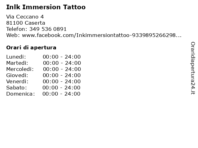 Inlk Immersion Tattoo a Caserta: indirizzo e orari di apertura