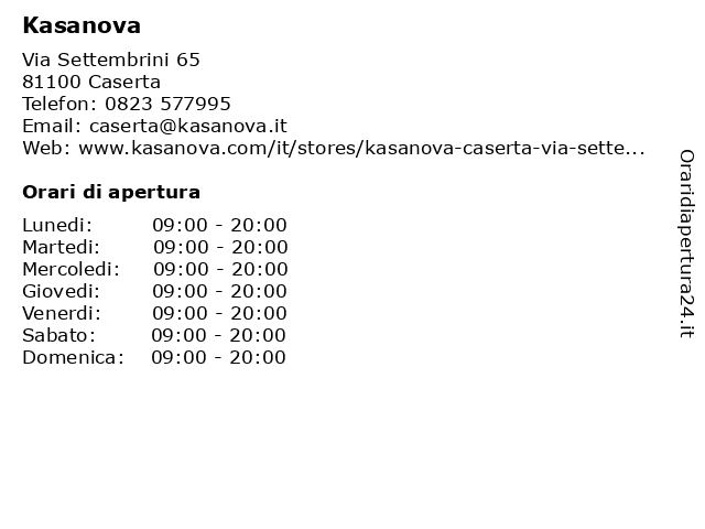 Kasanova a Caserta: indirizzo e orari di apertura