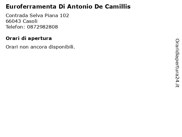 Euroferramenta Di Antonio De Camillis a Casoli: indirizzo e orari di apertura
