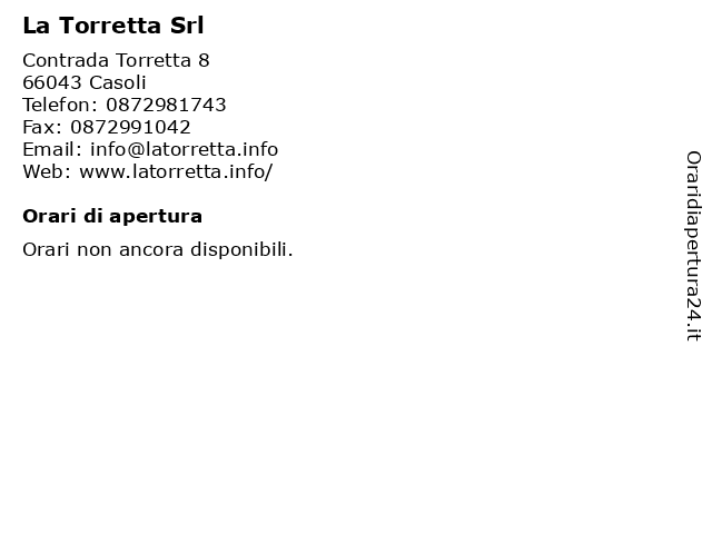 La Torretta Srl a Casoli: indirizzo e orari di apertura