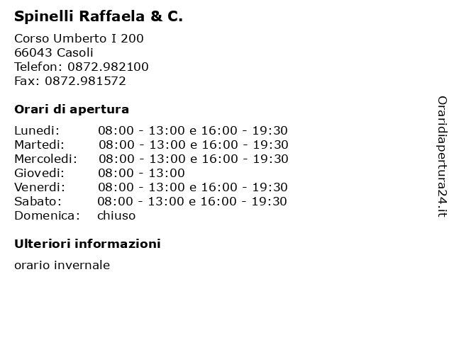 Spinelli Raffaela & C. a Casoli: indirizzo e orari di apertura