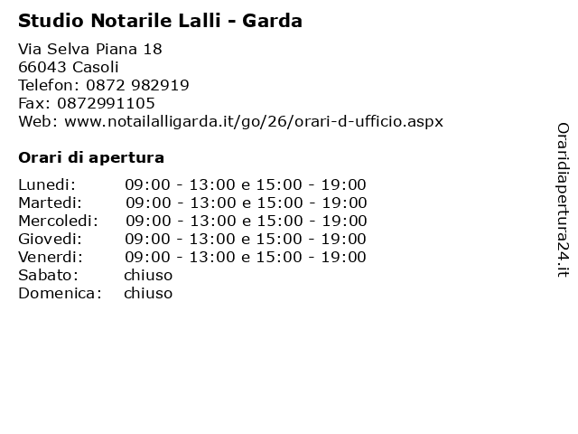Studio Notarile Lalli - Garda a Casoli: indirizzo e orari di apertura