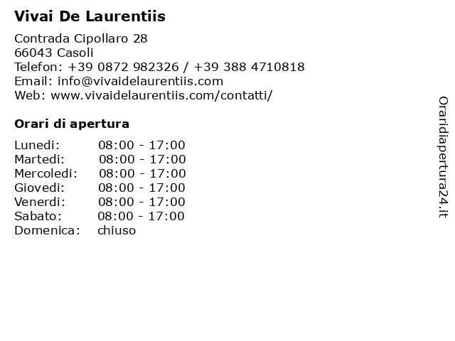 Vivai De Laurentiis a Casoli: indirizzo e orari di apertura