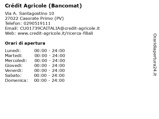 Credito Valtellinese (Orario Bancomat) a Casorate Primo (PV): indirizzo e orari di apertura