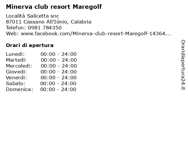 Minerva club resort Maregolf a Cassano All'Iónio, Calabria: indirizzo e orari di apertura