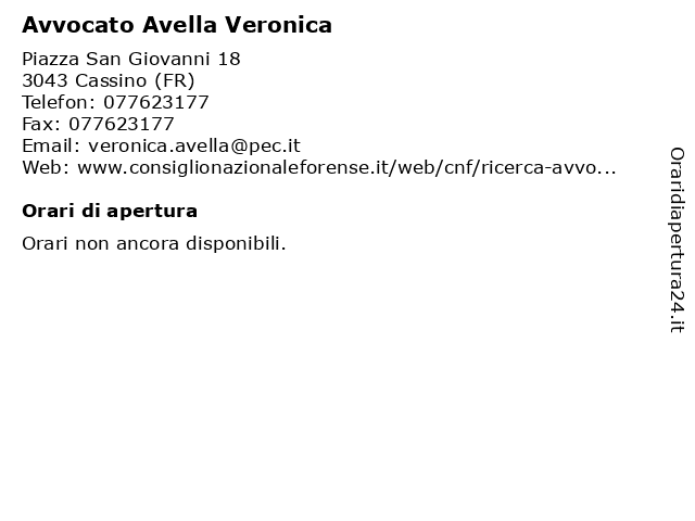 Avvocato Avella Veronica a Cassino (FR): indirizzo e orari di apertura