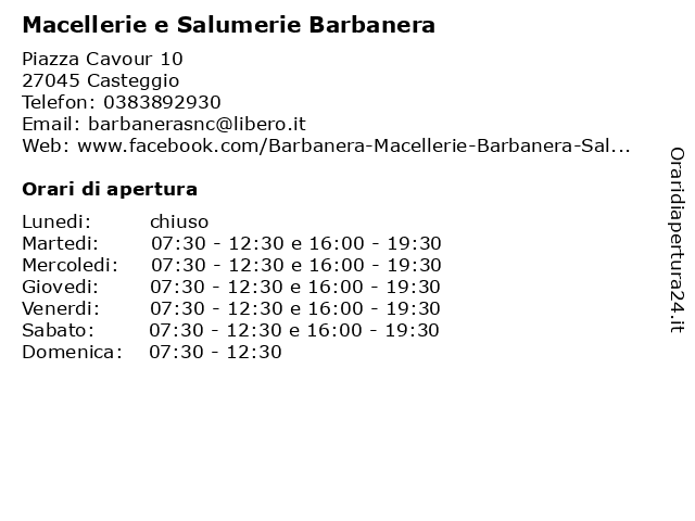 Barbanera Macellerie Barbanera Salumerie a Casteggio: indirizzo e orari di apertura